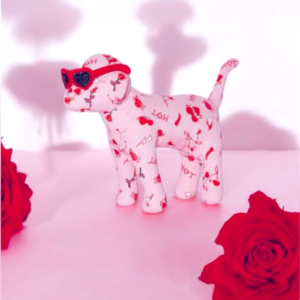 Victoria's Secret PINK Mini Plush Dog w/glasses Valentine’s Day Edition